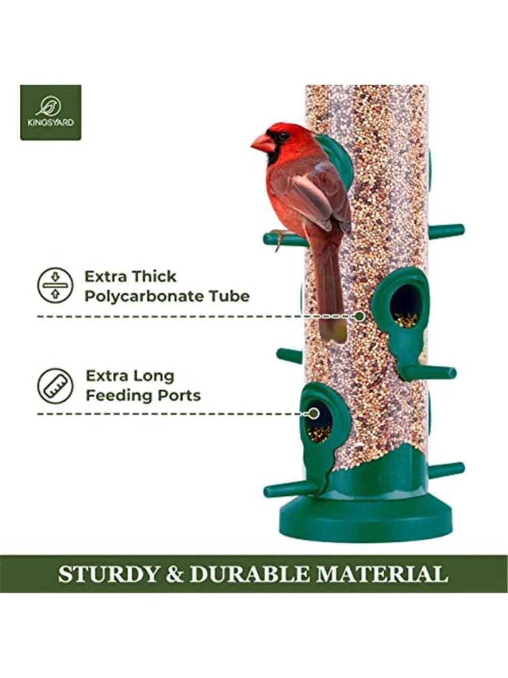New 2 Pack Tube Bird Feeders for Outdoors Hanging, Premium Hard Plastic